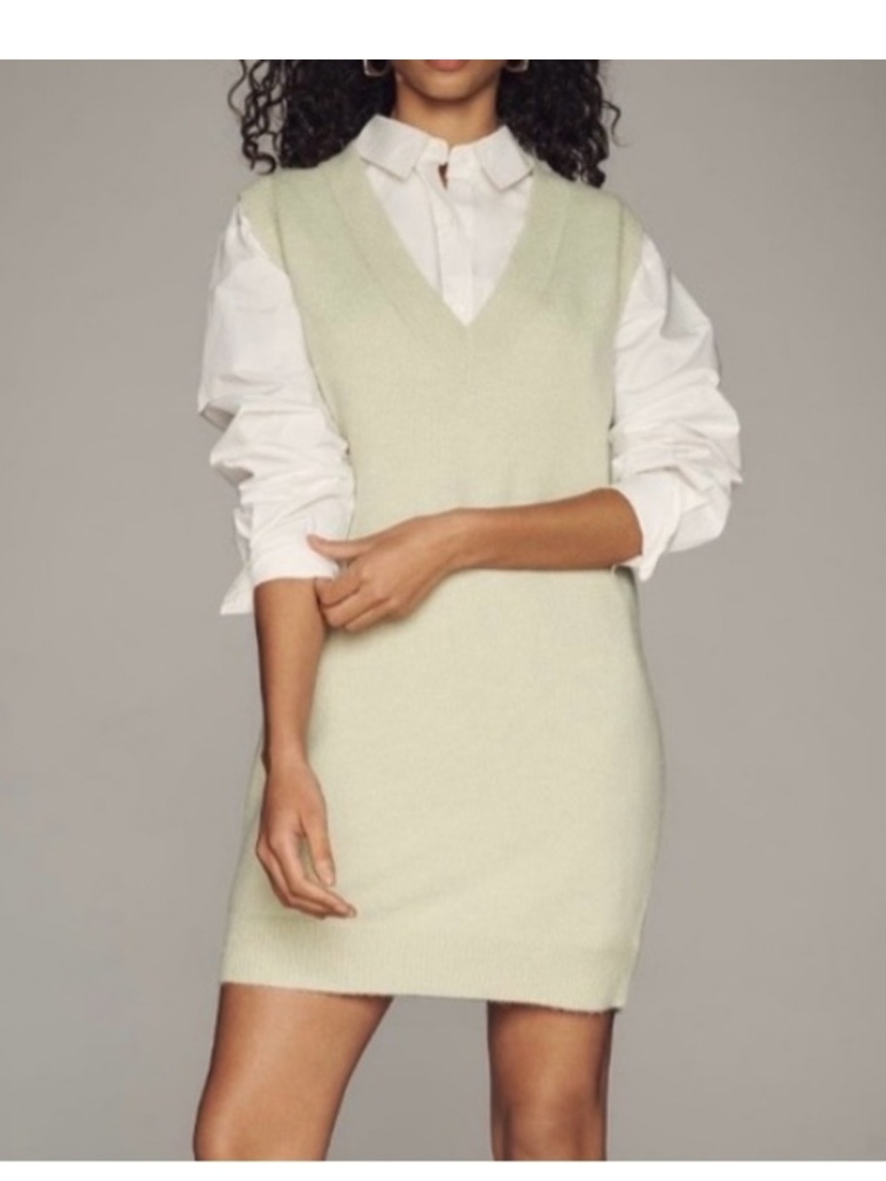 Anthropologie Sunday in Brooklyn Sweater Vest Mini Dress Sage Green Small